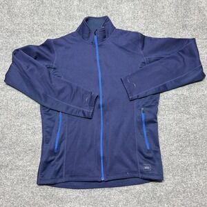 REI Jacket Mens Medium Blue Fleece Full Zip Thermal Pockets Hiking Outdoor